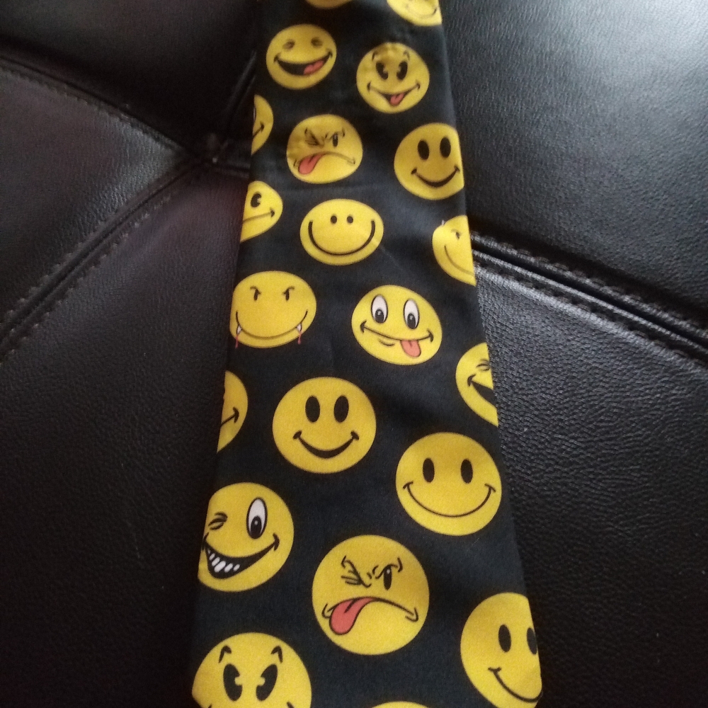 Ralph Marlin Black and Yellow Smiley Face Tie